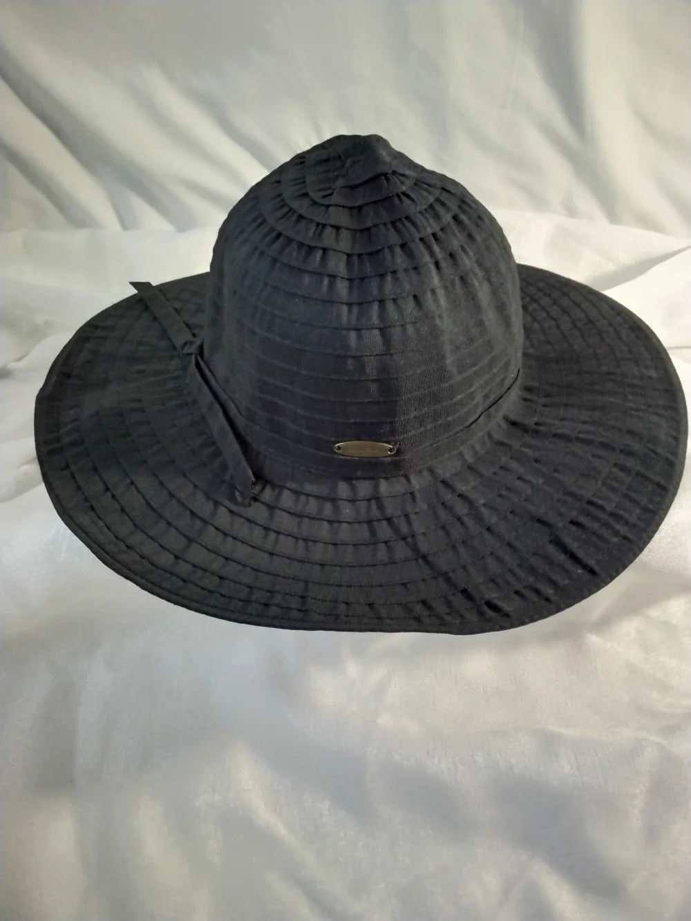 Panama Jack Black Wide-Brim Sun Hat with Decorative Band
